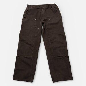 Carhartt B136 Double Knee Canvas Work Pants Size 38 (W36 x L31) Brown Loose Fit
